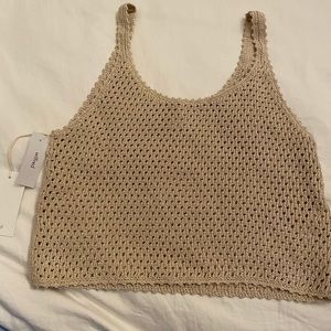 aritzia beige crochet crop top